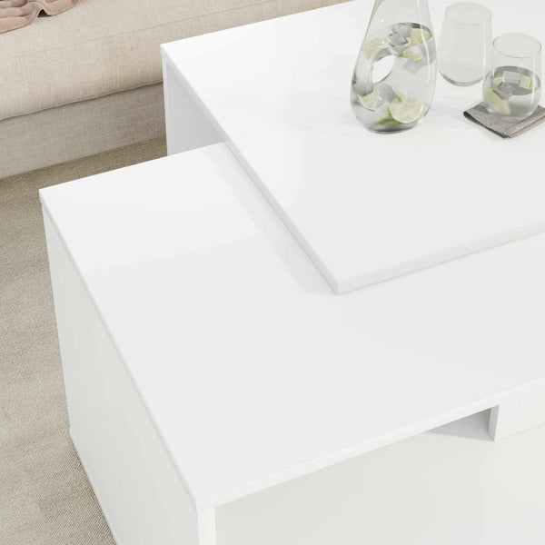 Weißes Couchtisch Set, 2-teilig