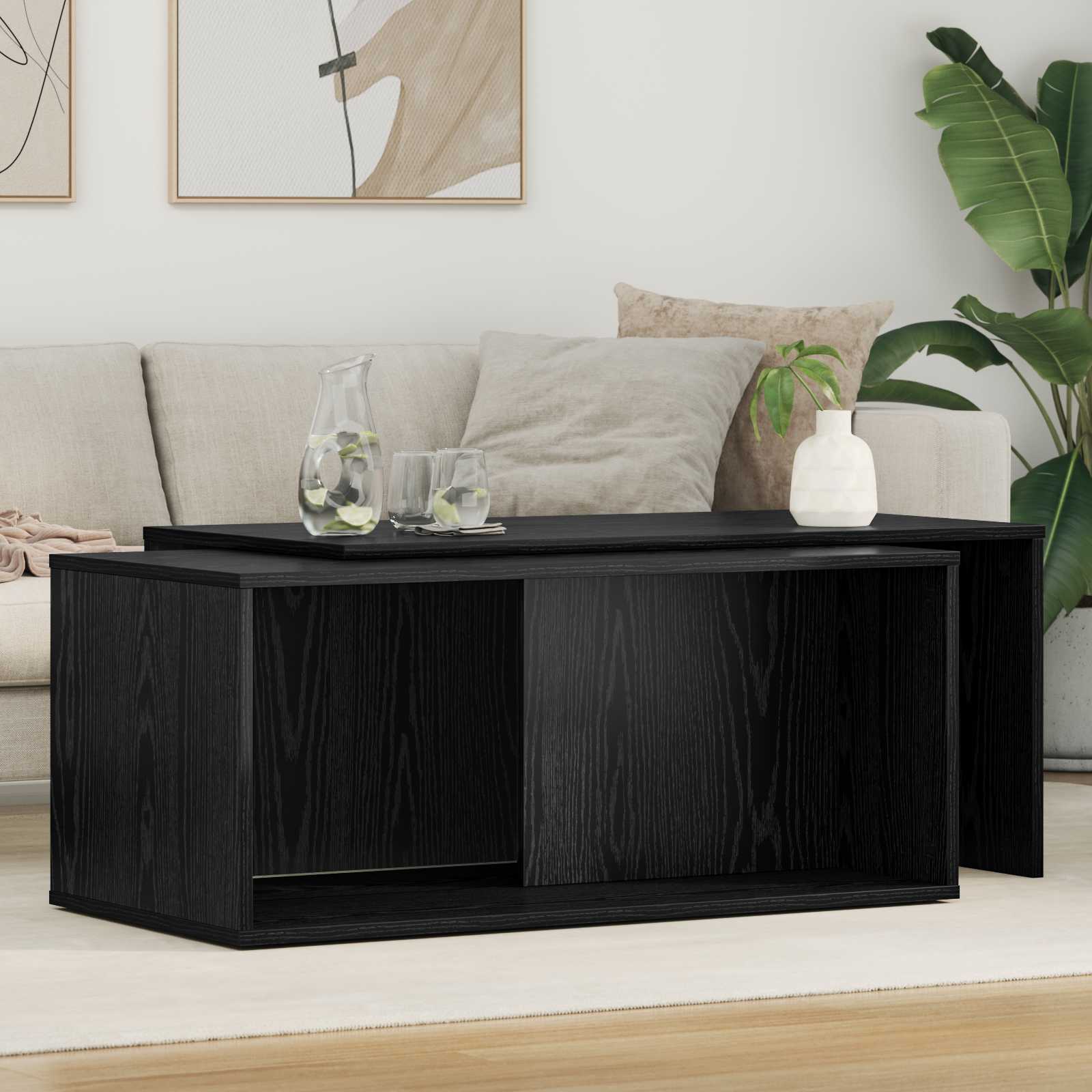 Schwarz Eiche Couchtisch Set, 2-teilig