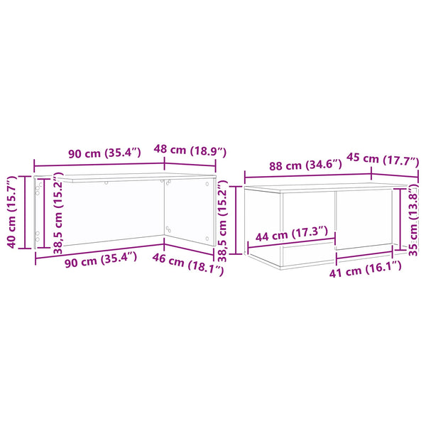 Couchtisch Set 2-teilig Beton Grau