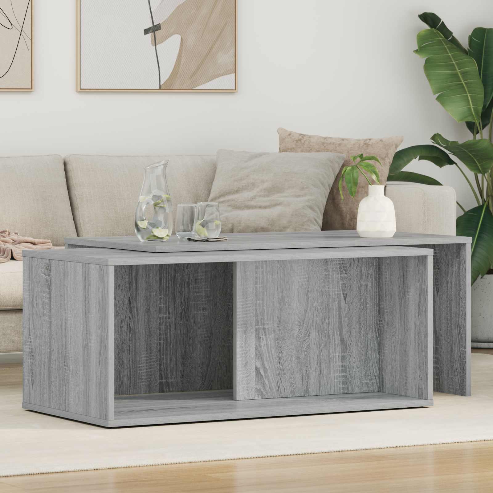 Graues Couchtisch-Set, 2-teilig