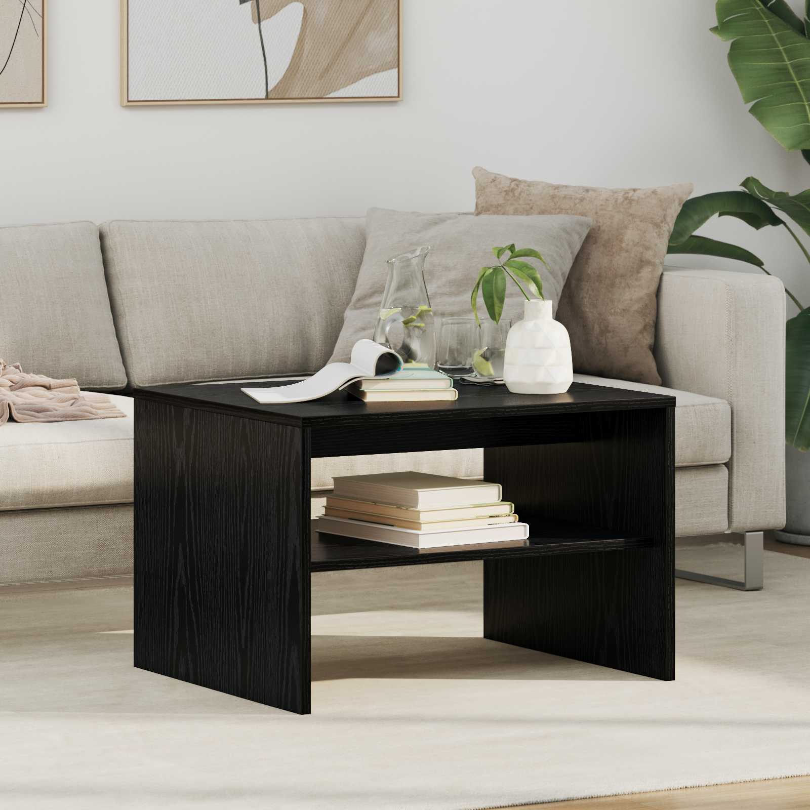 Schwarzer Couchtisch Eichen-Optik