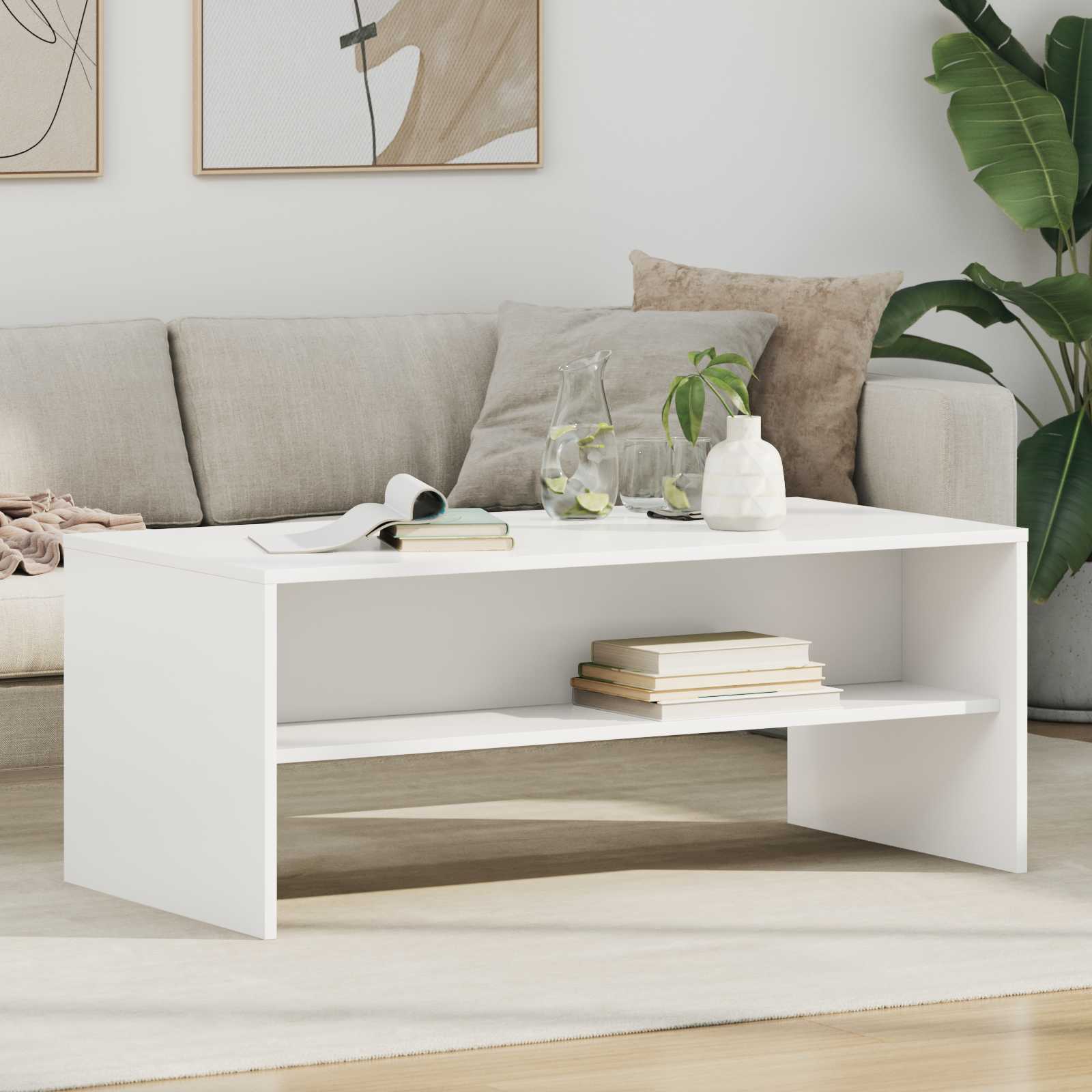 Weißer Couchtisch Holzwerkstoff 100x50 cm