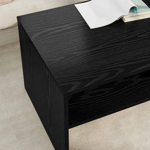 Schwarzer Couchtisch Eichenoptik 100x50 cm