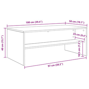 Schwarzer Couchtisch Eichenoptik 100x50 cm