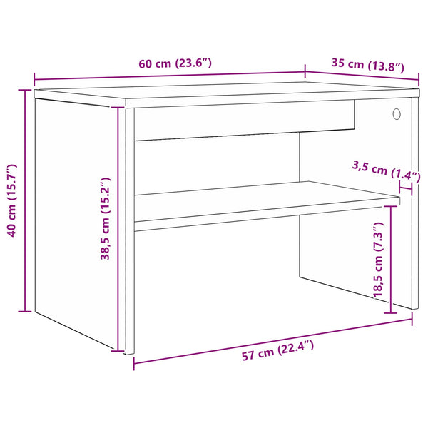 TV-Schrank Schwarz Eichen-Optik 60cm