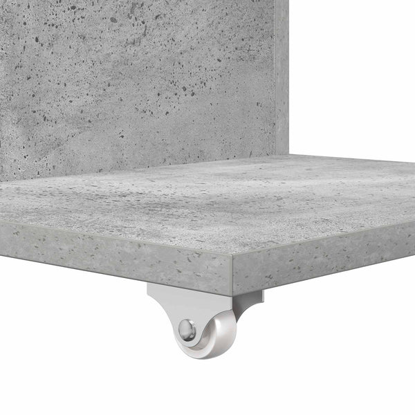 vidaXL Table d'appoint avec roue Béton Gris 40 x 35 x 60 cm Bois d'ingénierie