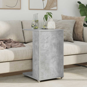 vidaXL Table d'appoint avec roue Béton Gris 40 x 35 x 60 cm Bois d'ingénierie