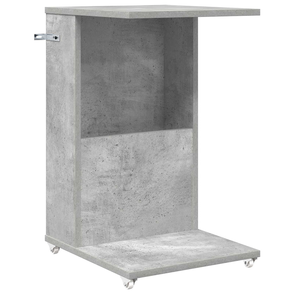 Beistelltisch Grau mit Rollen 40x35x60 cm