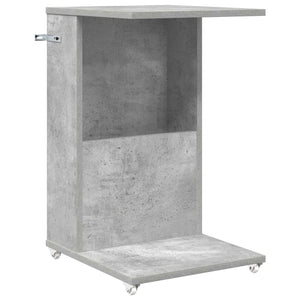 vidaXL Table d'appoint avec roue Béton Gris 40 x 35 x 60 cm Bois d'ingénierie