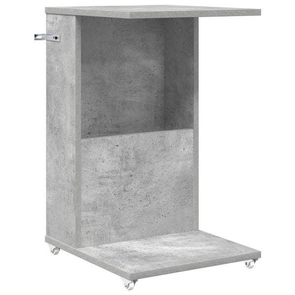 vidaXL Table d'appoint avec roue Béton Gris 40 x 35 x 60 cm Bois d'ingénierie
