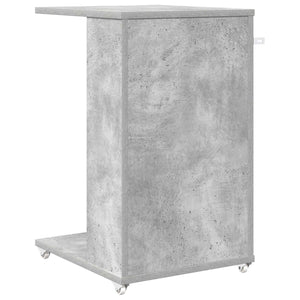 vidaXL Table d'appoint avec roue Béton Gris 40 x 35 x 60 cm Bois d'ingénierie