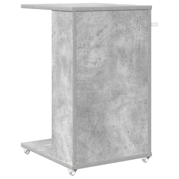 vidaXL Table d'appoint avec roue Béton Gris 40 x 35 x 60 cm Bois d'ingénierie