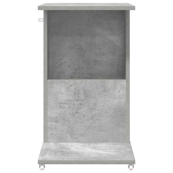 vidaXL Table d'appoint avec roue Béton Gris 40 x 35 x 60 cm Bois d'ingénierie