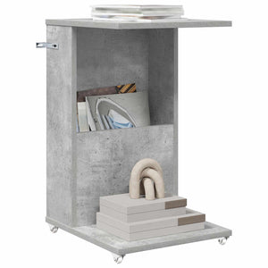 vidaXL Table d'appoint avec roue Béton Gris 40 x 35 x 60 cm Bois d'ingénierie