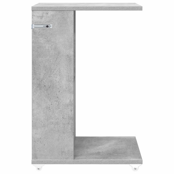 vidaXL Table d'appoint avec roue Béton Gris 40 x 35 x 60 cm Bois d'ingénierie