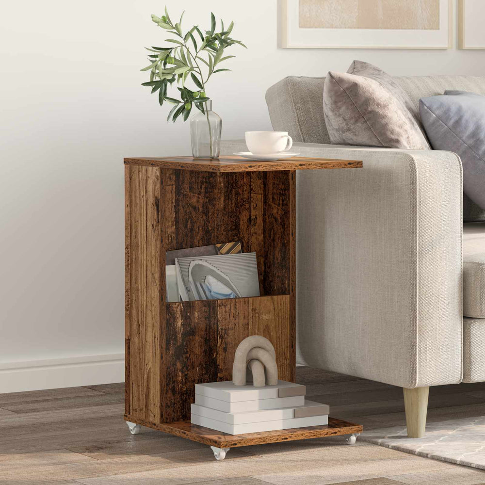 Beistelltisch Altholz mit Rollen 40x35x60cm