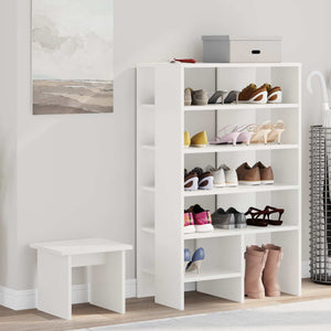 Schuhschrank mit Regal, 2er Set, Weiß