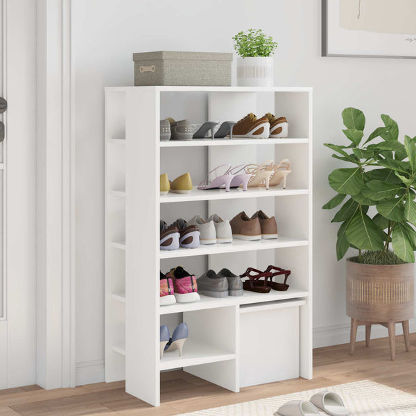 Schuhschrank mit Regal, 2er Set, Weiß