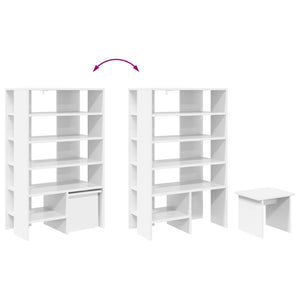 Schuhschrank mit Regal, 2er Set, Weiß