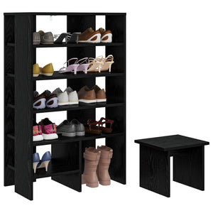 Schuhschrank mit Regal, Eichen-Optik