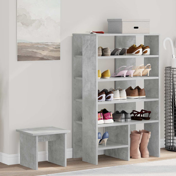 Schuhschrank mit Regal Beton Grau