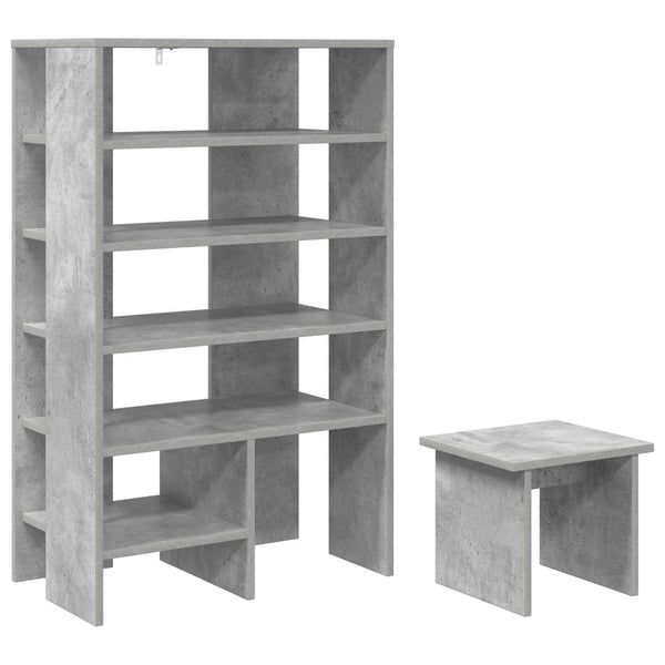 Schuhschrank mit Regal Beton Grau