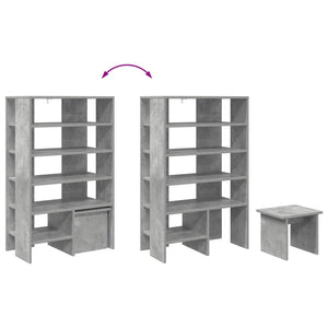 Schuhschrank mit Regal Beton Grau