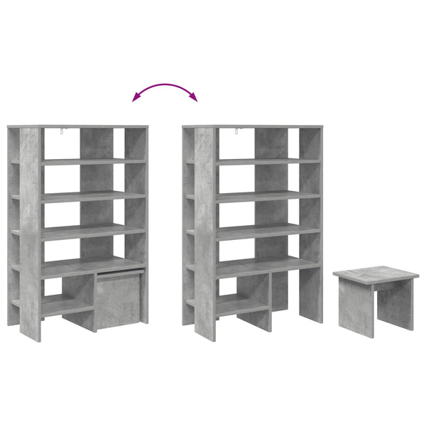 Schuhschrank mit Regal Beton Grau