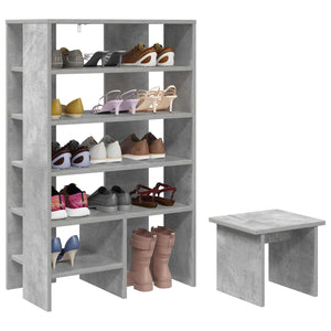 Schuhschrank mit Regal Beton Grau