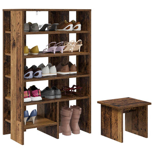 Schuhschrank mit Regal Altholz