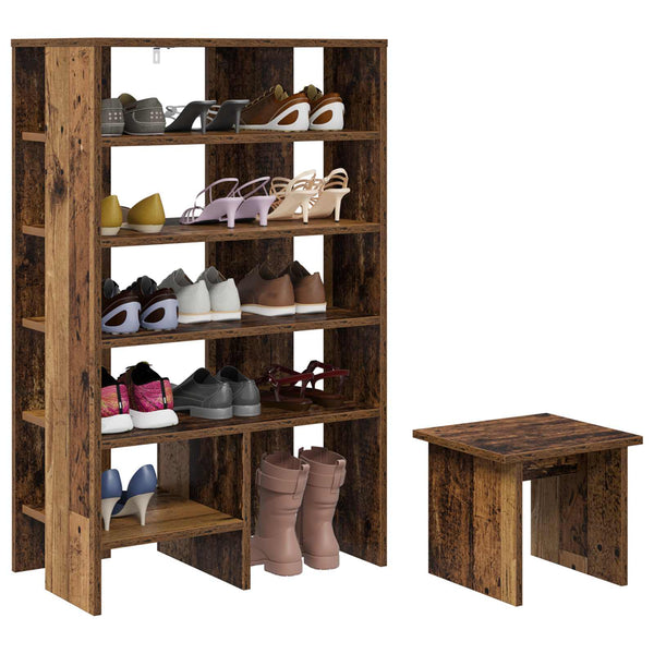 Schuhschrank mit Regal Altholz