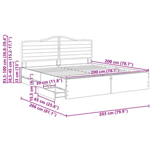 Bettrahmen mit Kopfteil 200x200 Betongrau