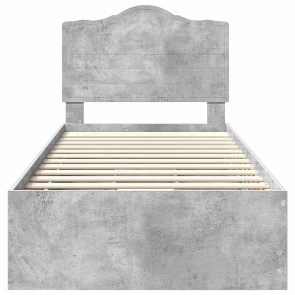 Bettrahmen mit Schubladen 90x200 cm Betongrau