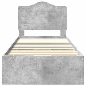 vidaXL Cadre de lit avec tiroirs Gris béton 90 x 190 cm Bois d'ingénierie