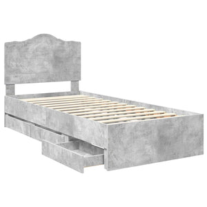 Bettrahmen mit Schubladen 75x190 Betongrau