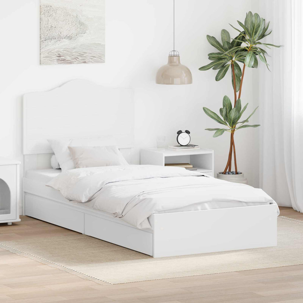 Stauraumbett Weiß 70x190 cm mit Schubladen