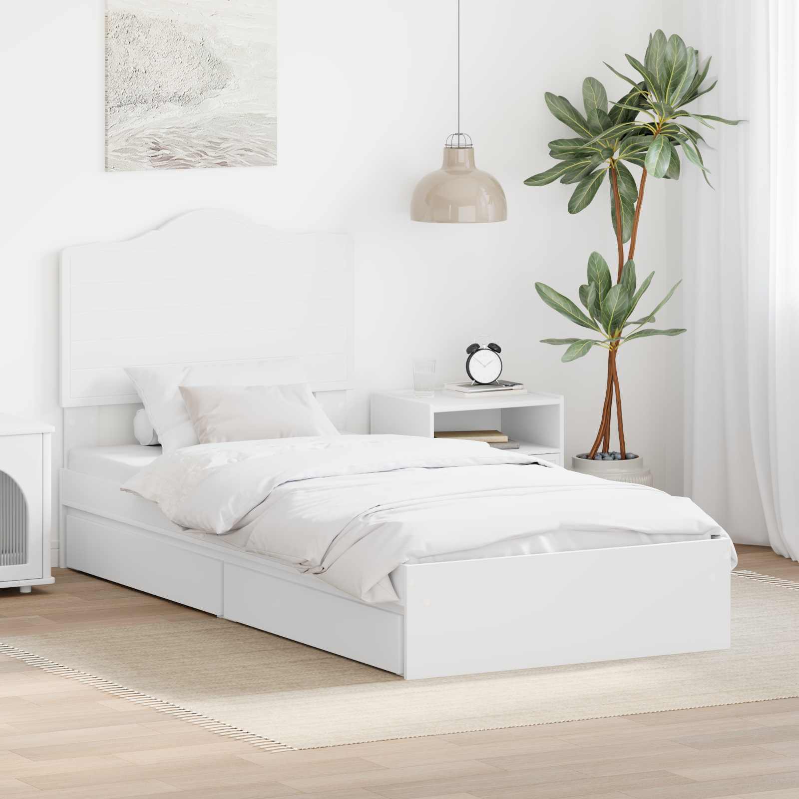Stauraumbett Weiß 70x190 cm mit Schubladen