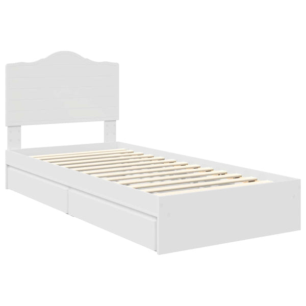 Stauraumbett Weiß 70x190 cm mit Schubladen