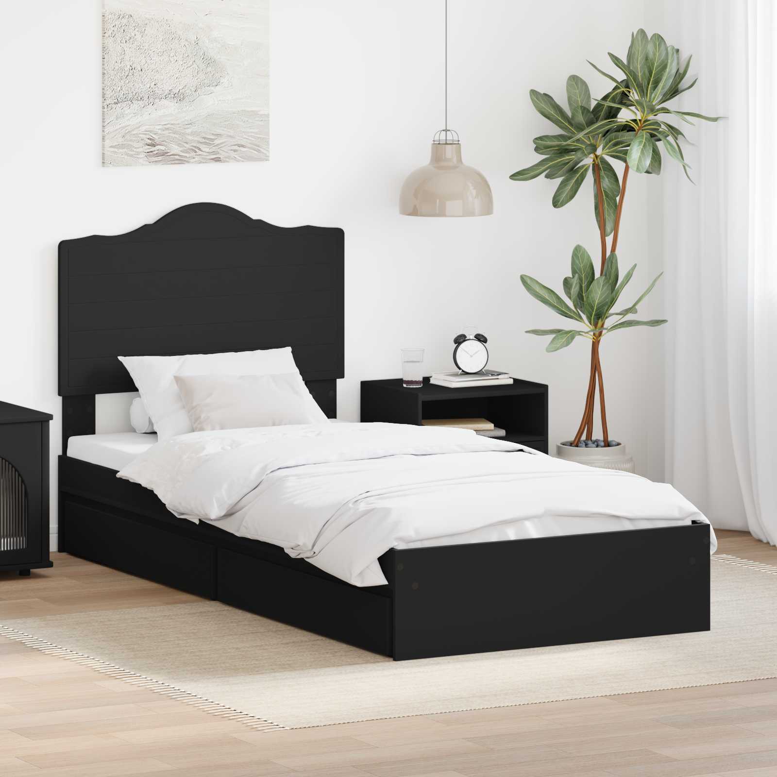 Verstellbares Stauraumbett Schwarz 70x190 cm