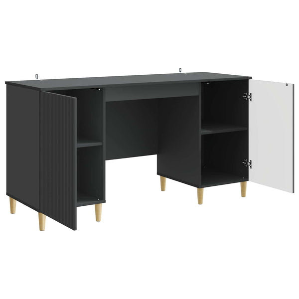 Schreibtisch mit Regal Schwarz 142,5 cm