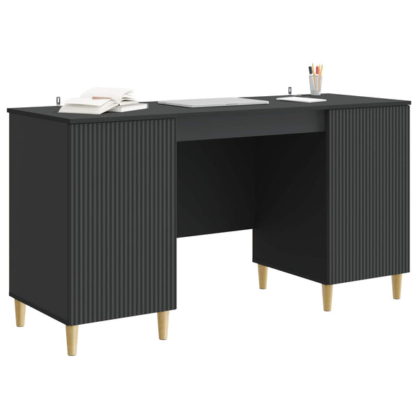 Schreibtisch mit Regal Schwarz 142,5 cm
