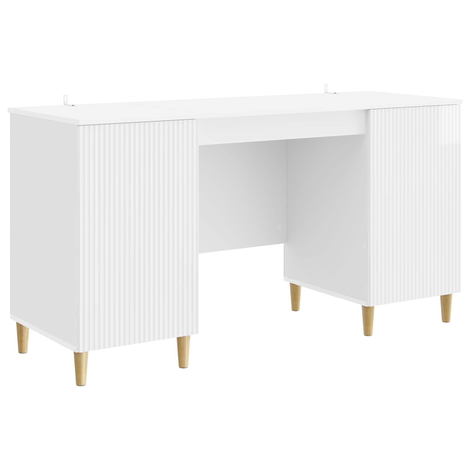 vidaXL Bureau blanc brillant 142,5 x 50 x 75 cm en bois d'ingénierie