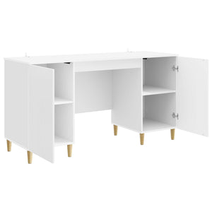 vidaXL Bureau blanc brillant 142,5 x 50 x 75 cm en bois d'ingénierie