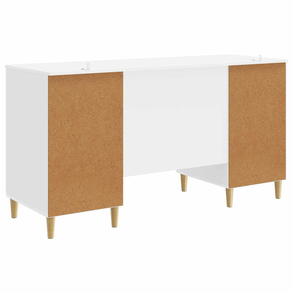 vidaXL Bureau blanc brillant 142,5 x 50 x 75 cm en bois d'ingénierie