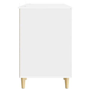 vidaXL Bureau blanc brillant 142,5 x 50 x 75 cm en bois d'ingénierie