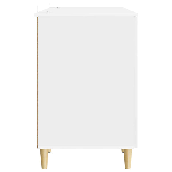 vidaXL Bureau blanc brillant 142,5 x 50 x 75 cm en bois d'ingénierie
