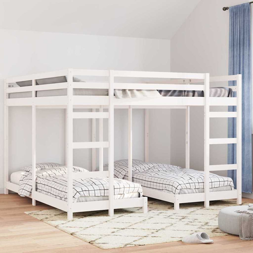 Dreifach Etagenbett 200x200 cm Weiß