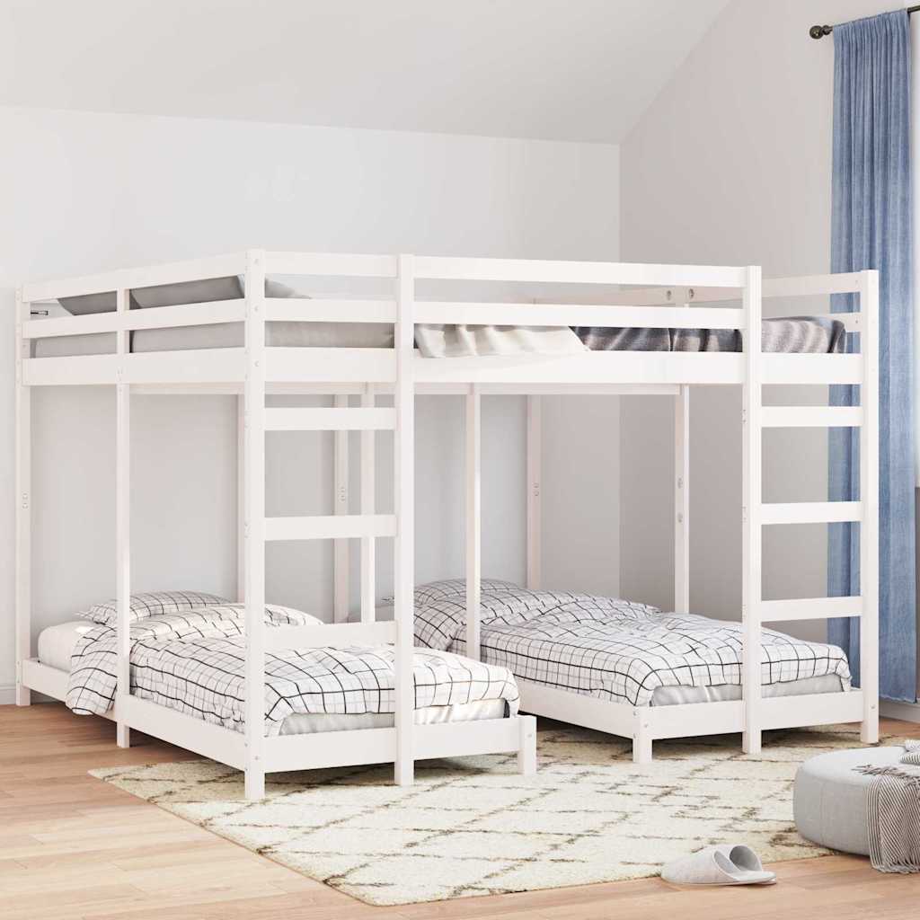 Dreifach Etagenbett 200x200 cm Weiß