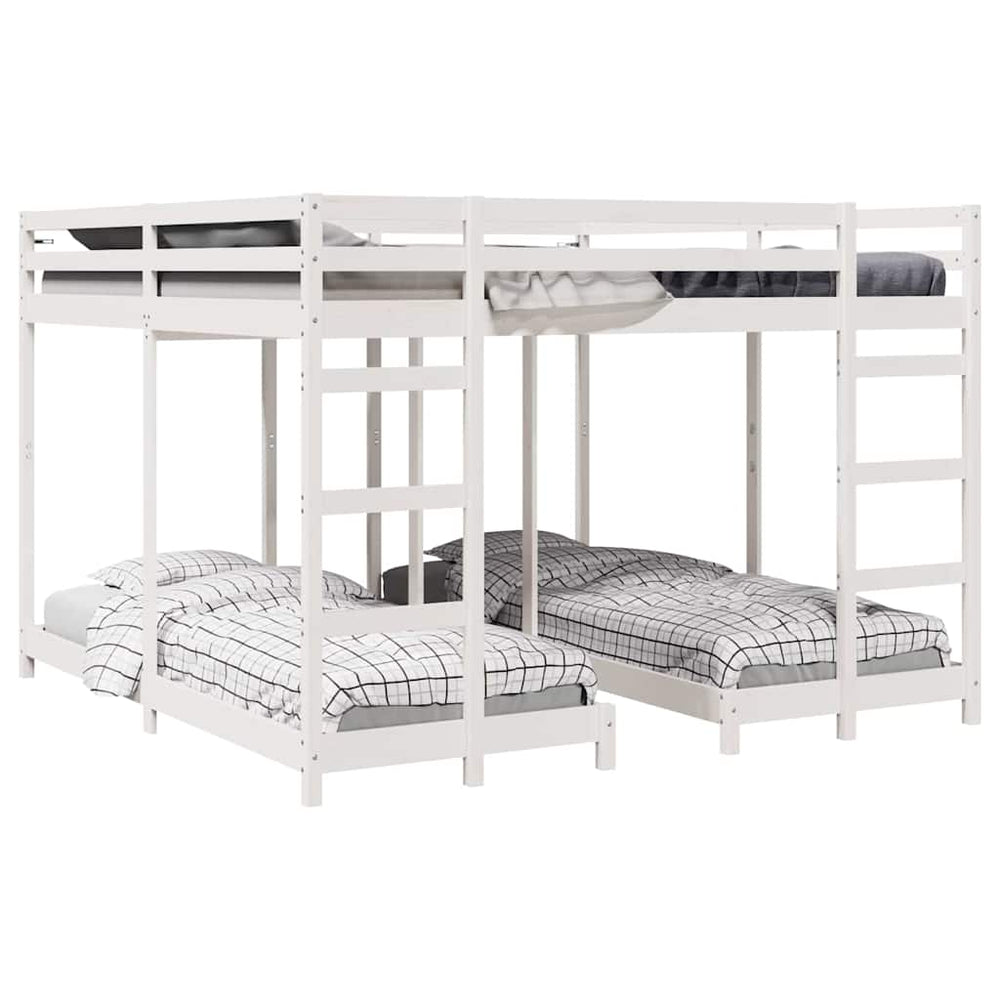 Dreifach Etagenbett 200x200 cm Weiß