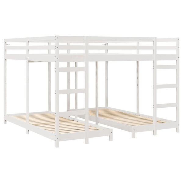 Dreifach Etagenbett 200x200 cm Weiß